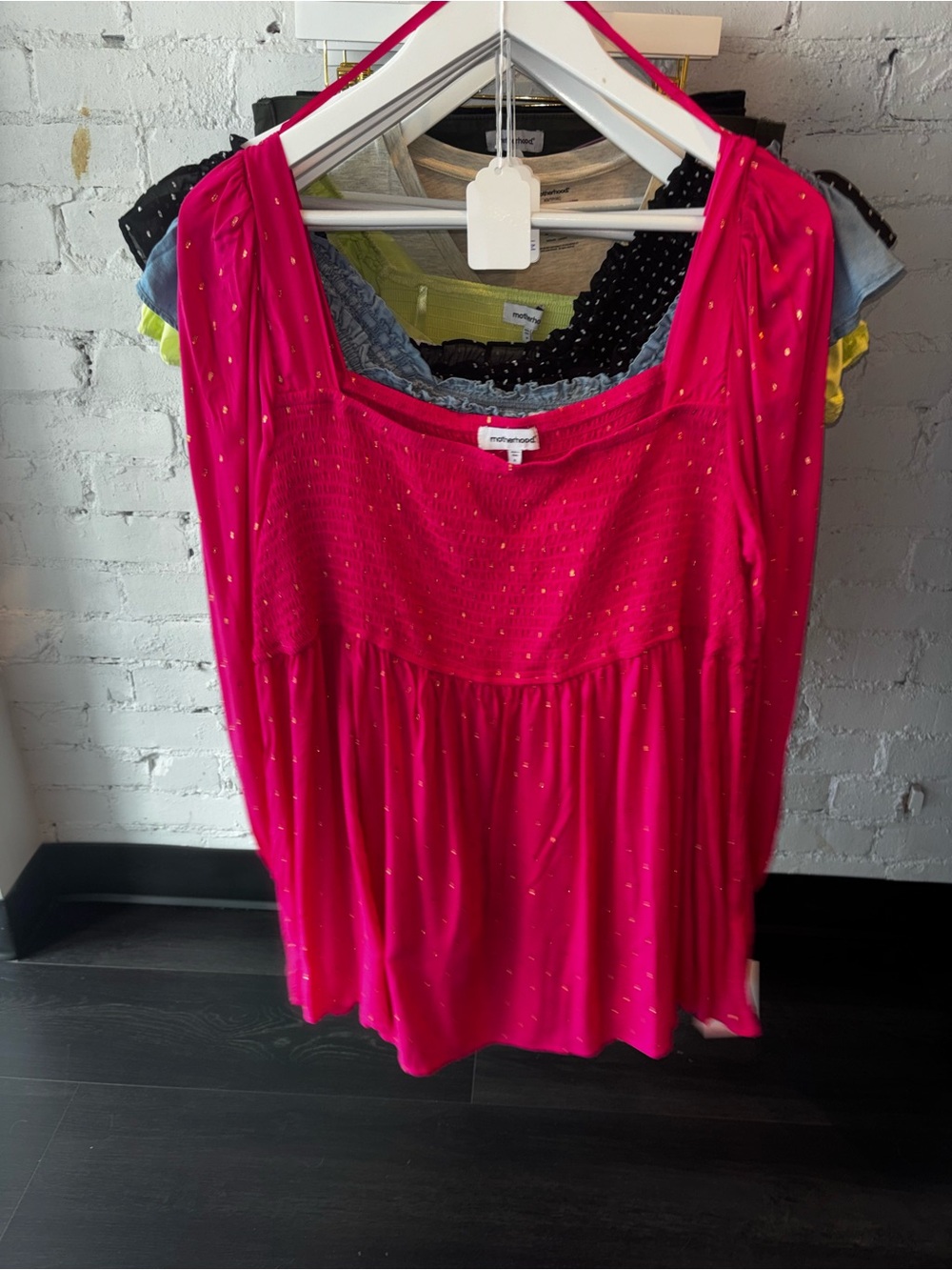 Motherhood Fuchsia Sleeveless Tunic with Gold Dot Accents